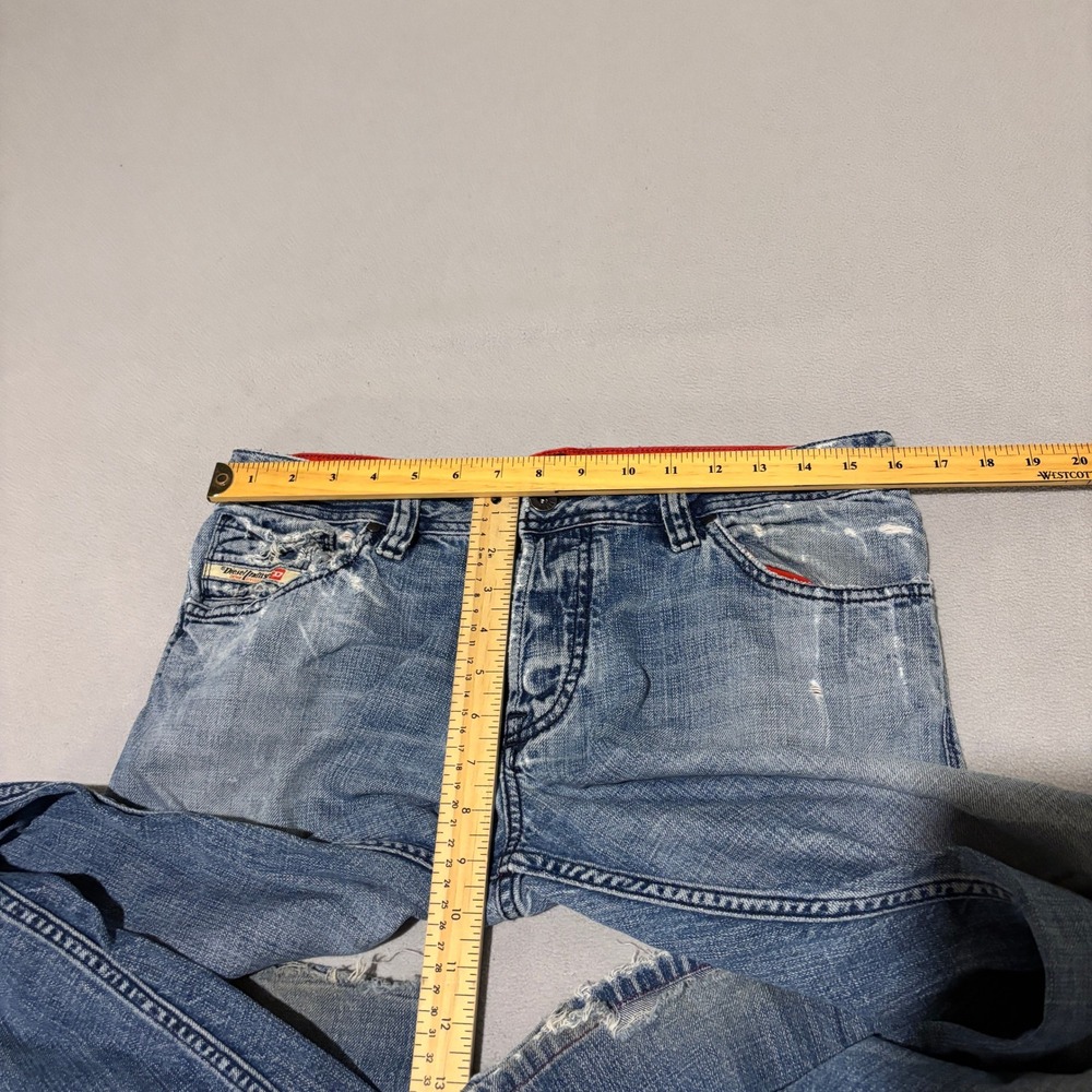 Diesel Zaf Womens Low Rise Flare Jeans 31x32 Distressed Light Wash Blue Y2K - Picture 6 of 12
